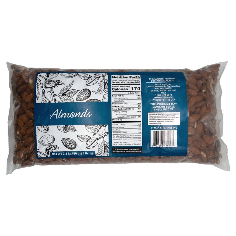 Kirkland Signature Whole Almonds Kirkland Signature Foodservice 5 Pound