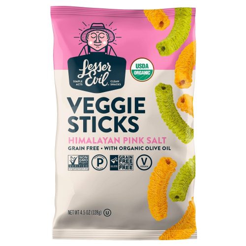 LesserEvil Organic Veggie Sticks LesserEvil Himalayan Pink Salt 4.5 Ounce 