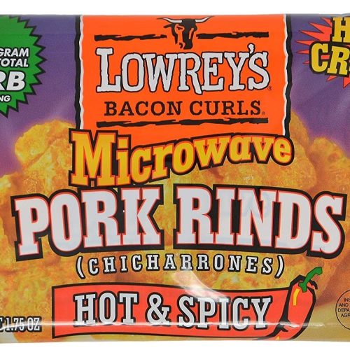 Lowrey's Bacon Curls Microwave Pork Rinds (Chicharrones) Lowrey's Hot & Spicy 1.75 Ounce