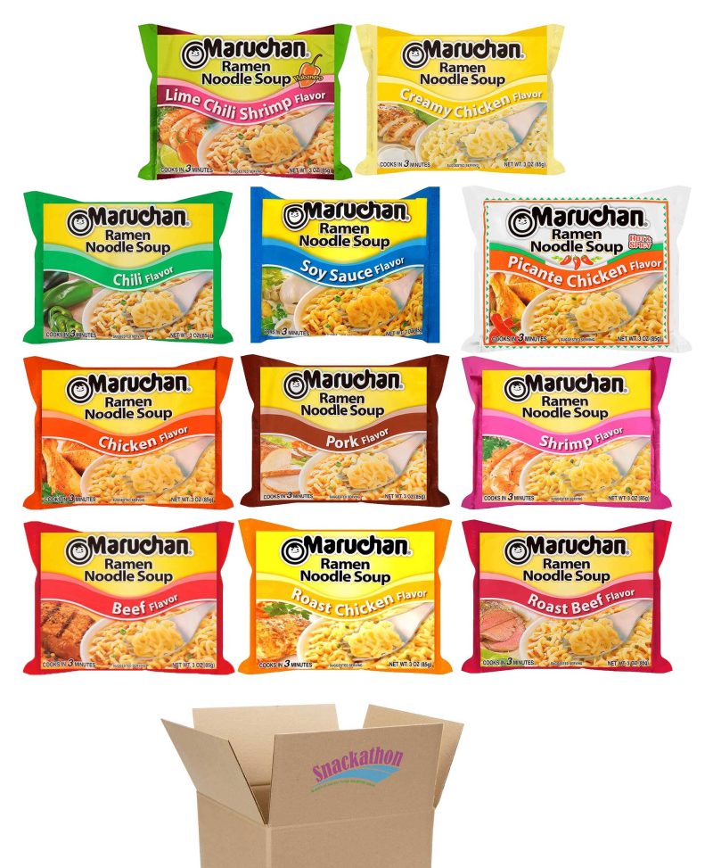 Maruchan Ramen Noodle Soup Variety, 11 Flavors, 3 Ounce, 1 Package each Flavor, Total 11 Packages Snackathon 11 Flavors 3 Ounce (Pack of 11)