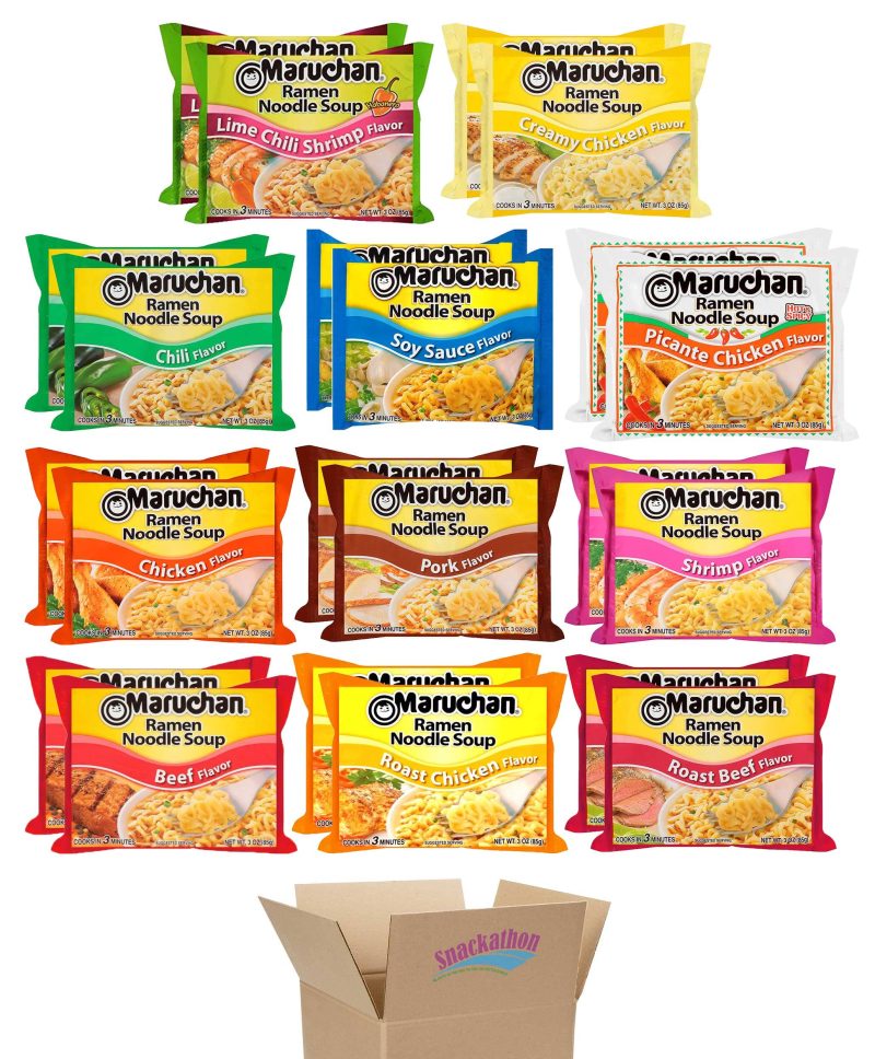 Maruchan Ramen Noodle Soup Variety, 11 Flavors, 3 Ounce, 2 Packages each Flavor, Total 22 Packages Snackathon 11 Flavors 3 Ounce (Pack of 22)