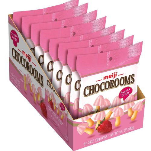 Meiji Chocorooms Crispy Cracker Meltable Meiji Sweet and Creamy Strawberry 1.34 Oz-8 Count 