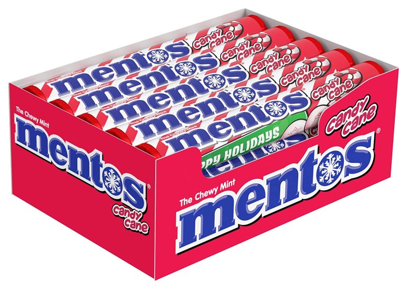 Mentos Chewy Mint Mentos Candy Cane 1.32 Oz-15 Count