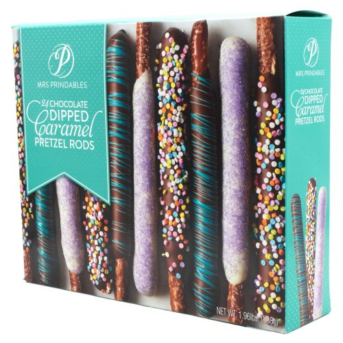 Mrs Prindables Chocolate Dipped Caramel Pretzels Rods Meltable Mrs Prindables Variety 24 Rods-1.96 Pound (3 Flavors)