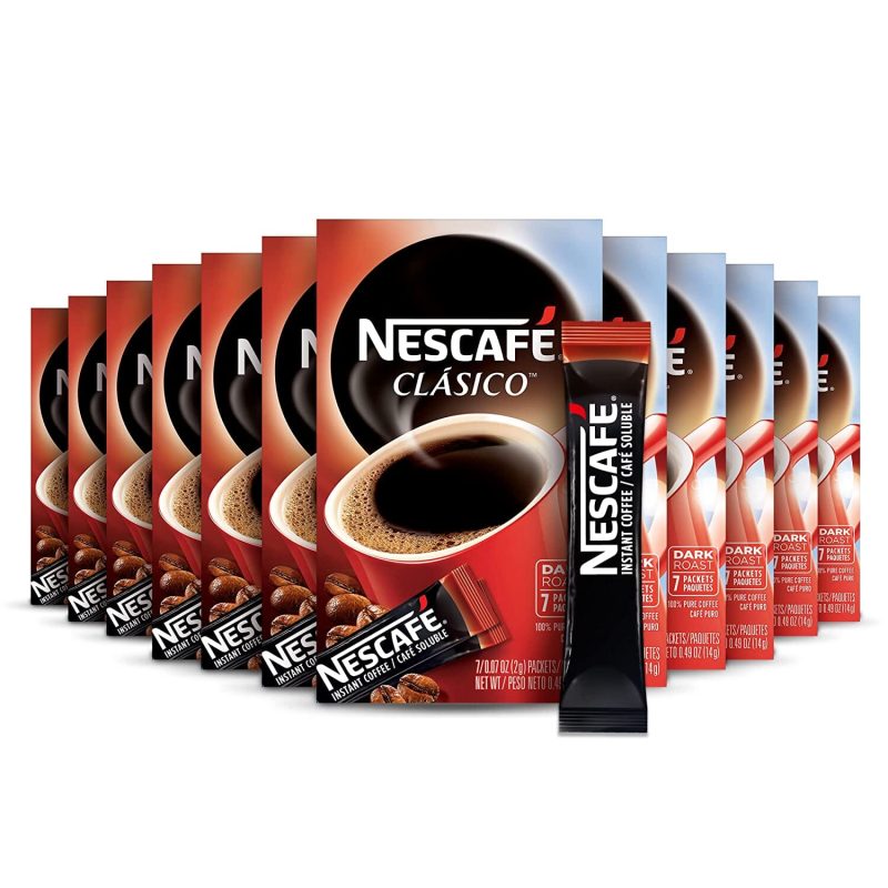 NESCAFÉ CLASICO Instant Coffee NESCAFÉ Dark Roast 0.49 Oz-12 Count