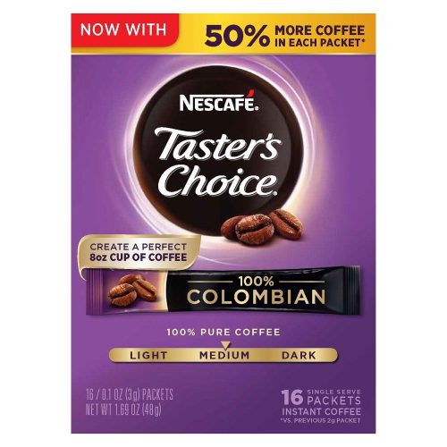 NESCAFÉ Taster's Choice Instant Coffee NESCAFÉ Colombian 0.1 Oz-16 Count 