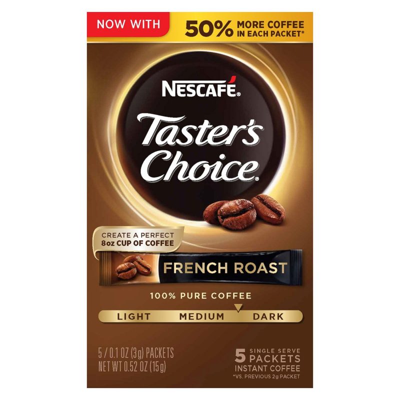 NESCAFÉ Taster's Choice Instant Coffee NESCAFÉ French Roast 0.1 Oz-5 Count