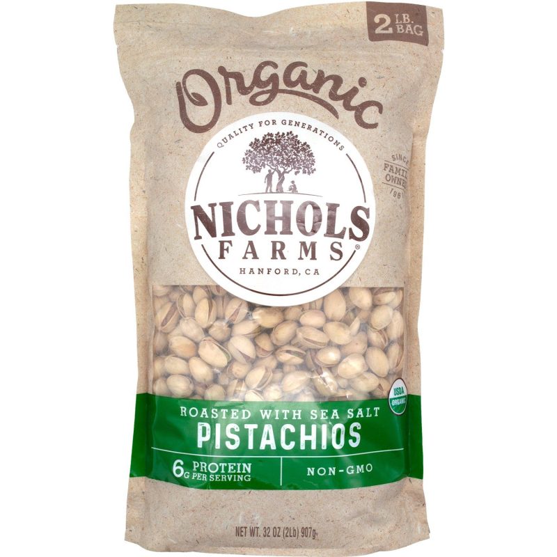 Nichols Farms Organic California In-Shell Pistachios Nichols Farms Roasted with Sea Salt 32 Ounce