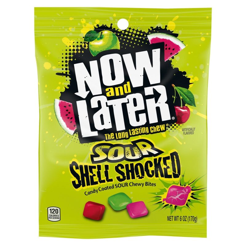 Now & Later Shell Shocked Fruit Chewy Bites Candy Now & Later Sour 6 Ounce