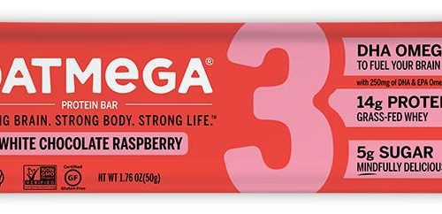 Oatmega Grass-fed Whey Protein Bars Oatmega White Chocolate Raspberry 1.76 Ounce 