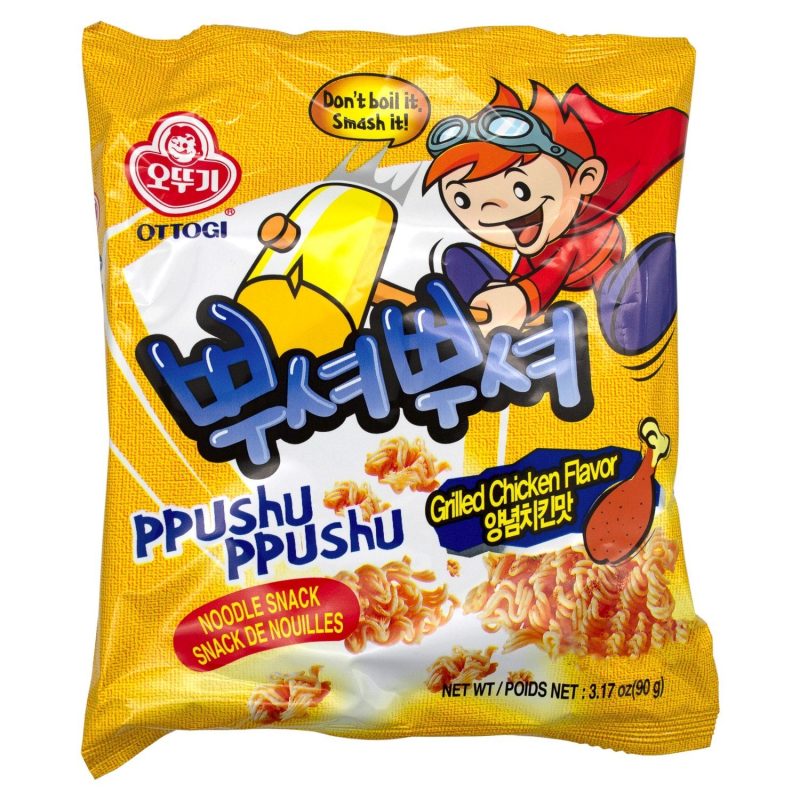 Ottogi Ppushu Ppushu Noodle Snacks Ottogi Grilled Chicken 3.17 Ounce