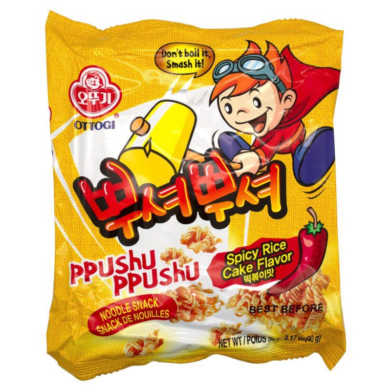 Ottogi Ppushu Ppushu Noodle Snacks Ottogi Spicy Rice Cake 3.17 Ounce