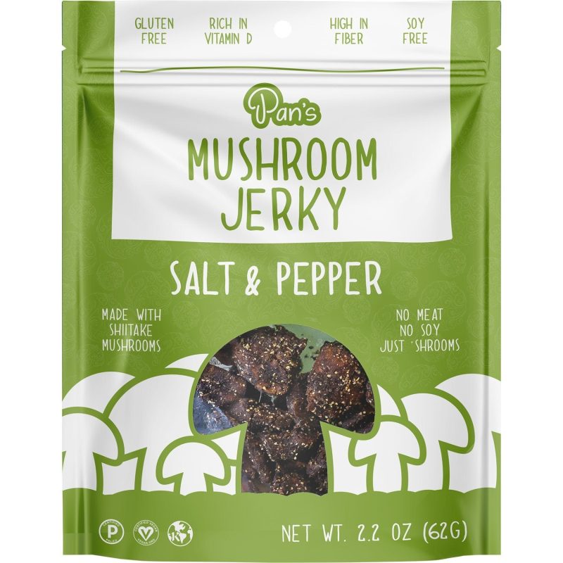 Pan's Mushroom Jerky Vegan Shiitake Mushroom Jerky Pan's Mushroom Jerky Salt & Pepper 2.2 Ounce