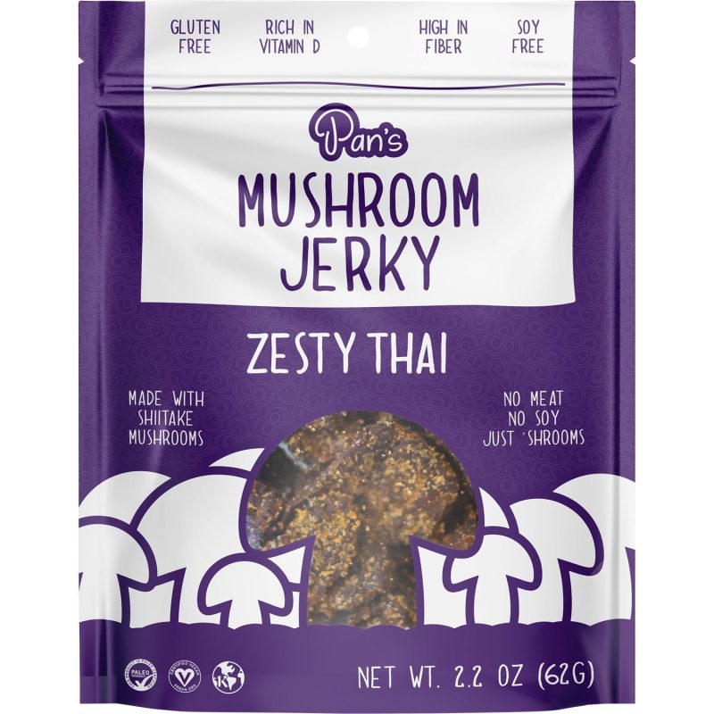 Pan's Mushroom Jerky Vegan Shiitake Mushroom Jerky Pan's Mushroom Jerky Zesty Thai 2.2 Ounce