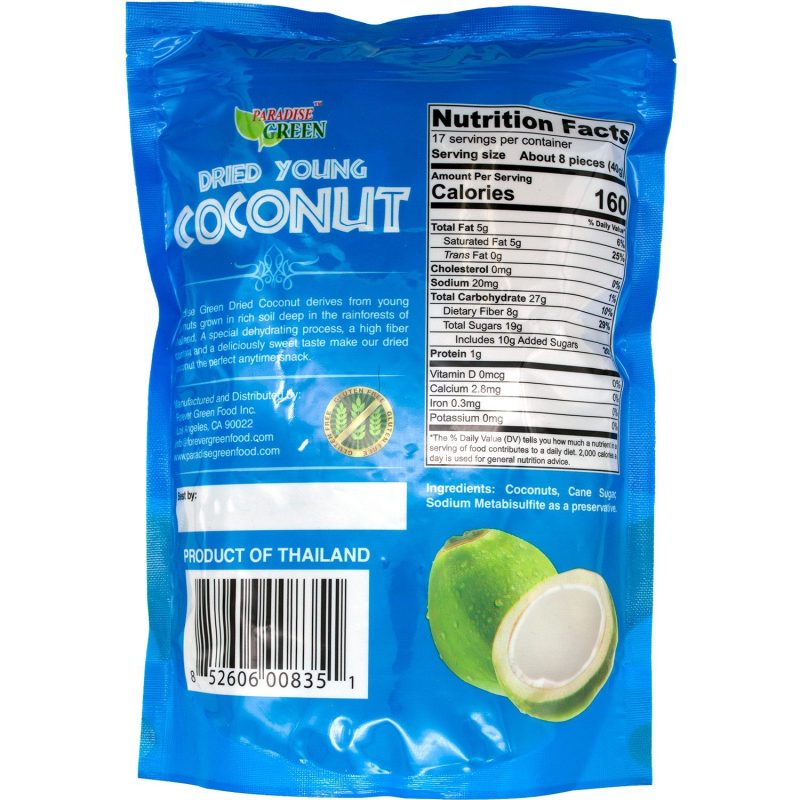 paradise green dried young coconut 24 ounce paradise green 267099