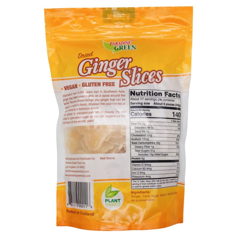 paradise green uncrystallized dried ginger slices 24 ounce paradise green 878537