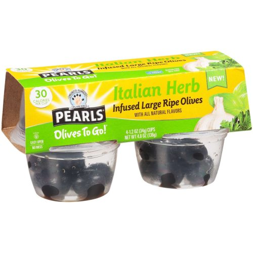 Pearls Olives To Go Cups Pearls Italian Herb 1.2 Oz-4 Count 