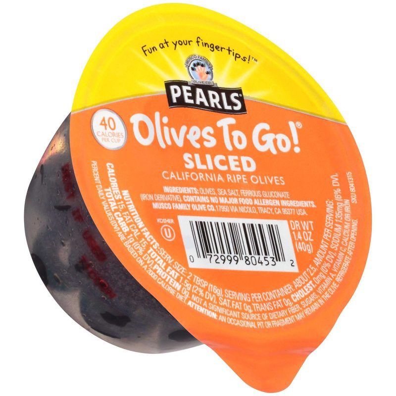 Pearls Olives To Go Cups Pearls Sliced 1.4 Ounce