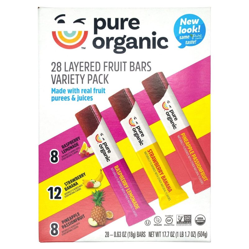 Pure Organic Layered Fruit Bars Pure Organic Variety 0.63 Oz-28 Count