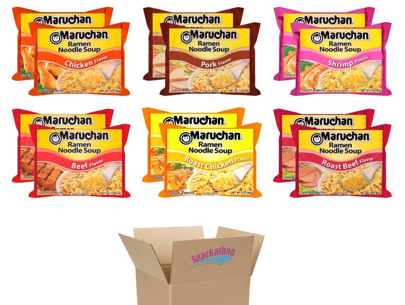 Ramen Noodle Soup Snackathon 6 Flavors 3 Ounce (Pack of 12)