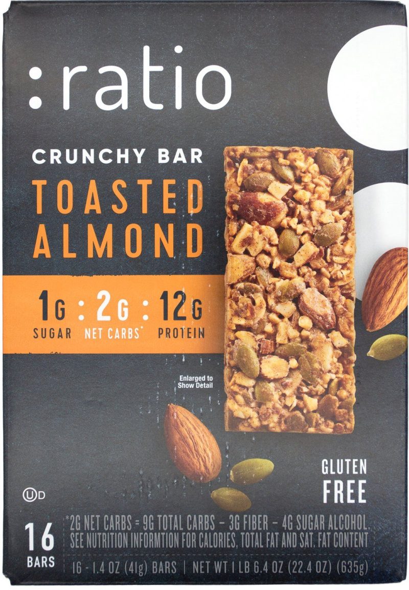 Ratio Crunchy Bar Ratio Toasted Almond 1.4 Oz-16 Count