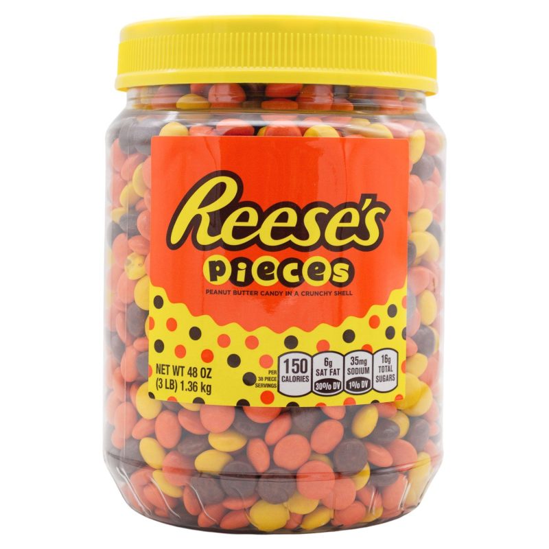 Reese's Pieces, Peanut Butter Candy Meltable Reese's 48 Ounce Jar