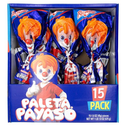 Ricolino Paleta Payaso Marshmallow Lollipop Ricolino 1.58 Oz-15 Count