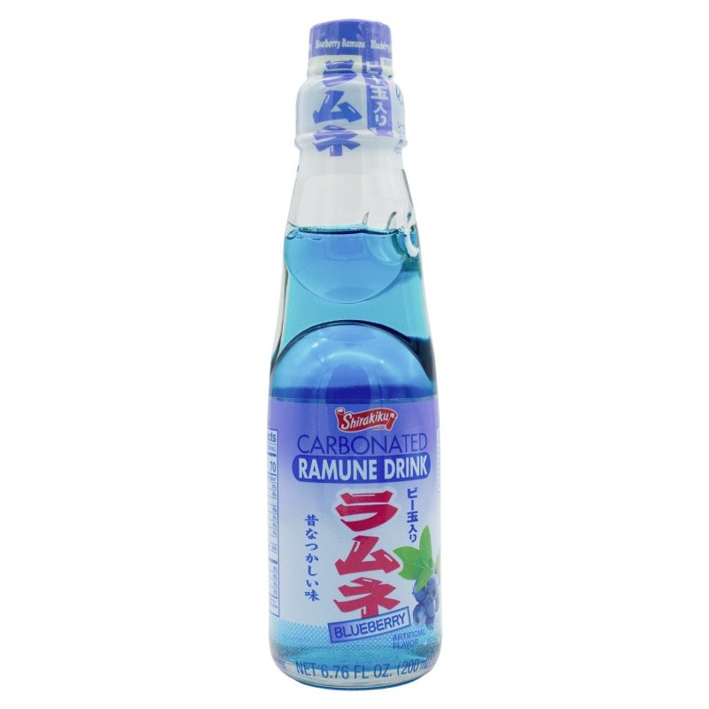 Shirakiku Ramuné, Premium Carbonated Soft Drink Shirakiku Blueberry 6.76 Fl Oz