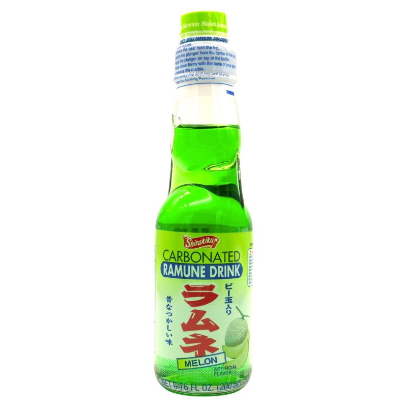 Shirakiku Ramuné, Premium Carbonated Soft Drink Shirakiku Melon 6.76 Fl Oz