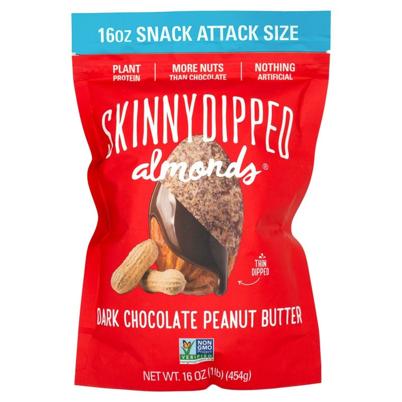 Skinny Dipped Nuts Covered Meltable Skinny Dipped Almonds - Dark Chocolate & Peanut Butter 16 Ounce