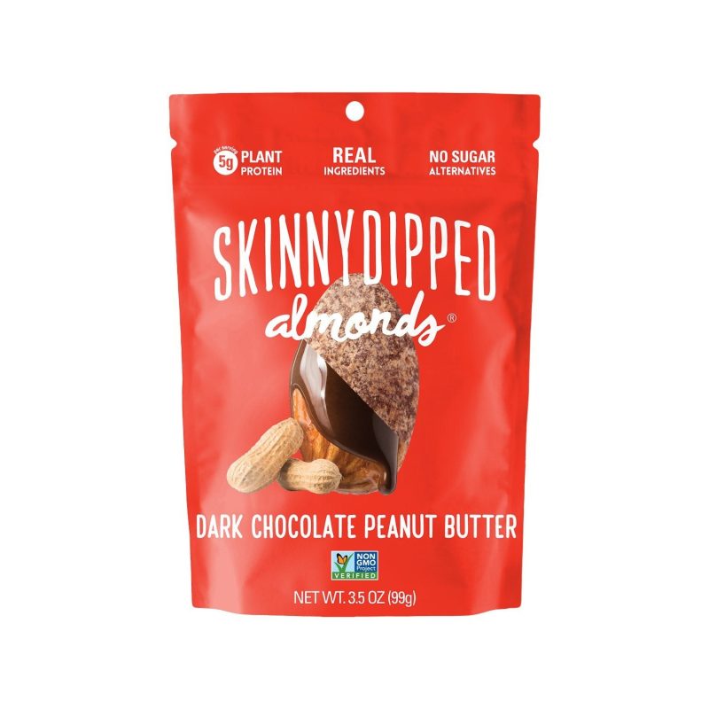 Skinny Dipped Nuts Covered Meltable Skinny Dipped Almonds - Dark Chocolate & Peanut Butter 3.5 Ounce