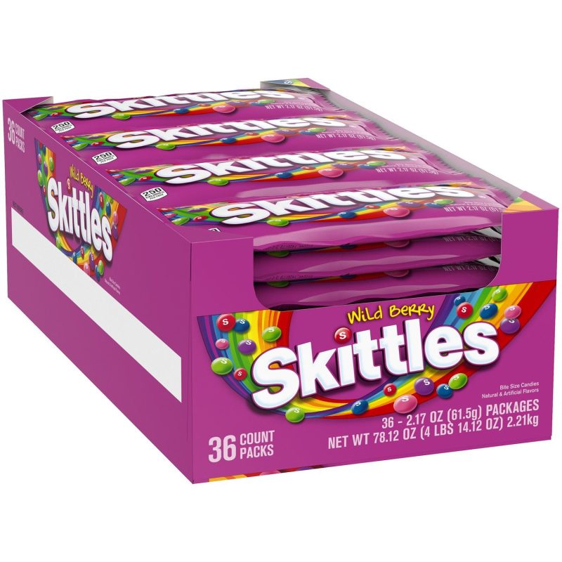 Skittles Candy Skittles Wild Berry 2.17 Oz-36 Count