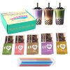 Snackathon Instant Bubble Pearl Variety Milk Fruity Tea Kit with Authentic Brown Sugar Caramel Tapioca, Ready in Under One Minute, Straws Included - Gift Box Snackathon 5 Flavors 12 Servings