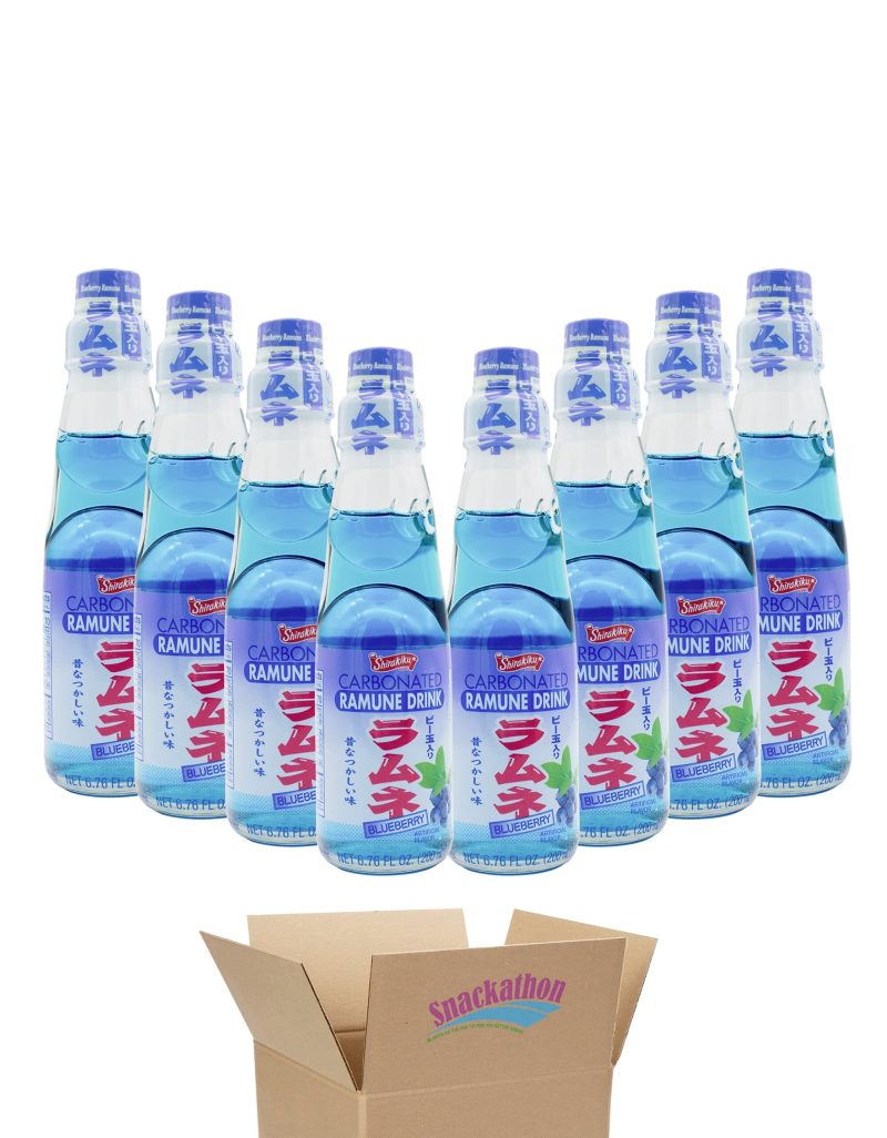 snackathon ramune japanese soda blueberry 676 fluid ounce pack of 8 glass bottle snackathon 705144