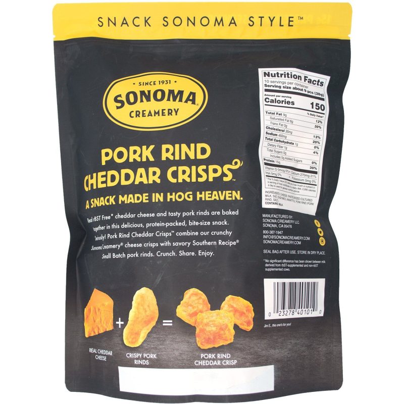 sonoma creamery pork rind cheddar crisps sonoma creamery 345194