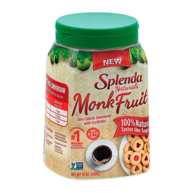 Splenda Naturals Monk Fruit Zero Calorie Sweetener Splenda Jar 19 Ounce