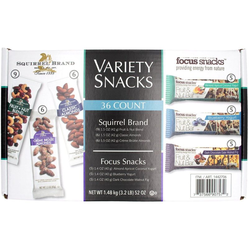 Squirrel Brand and Focus Snacks Fruit & Nut Variety Snacks Squirrel Brand 36 Count