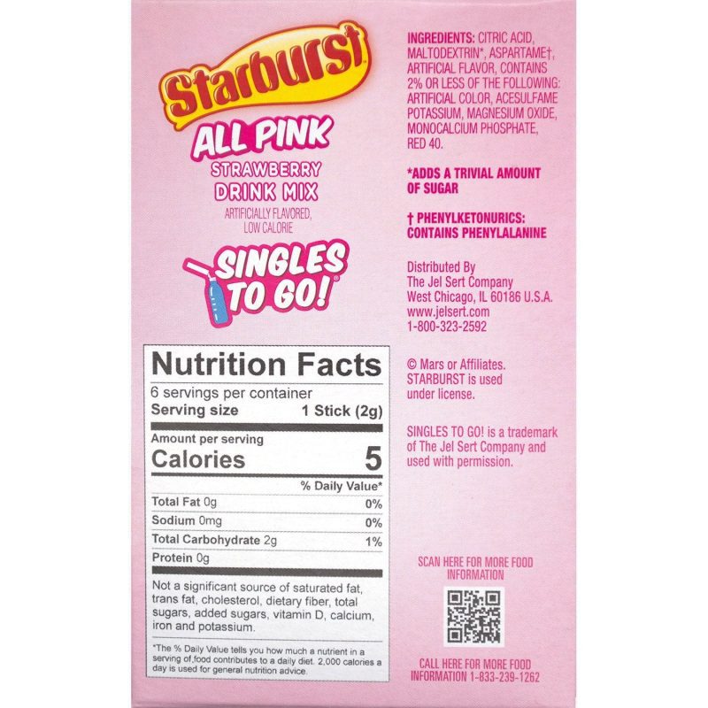 starburst singles to go drink mix starburst 255025