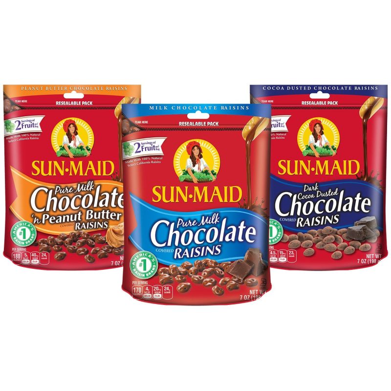 sun maid pure milk chocolate raisins meltable sun maid 418404