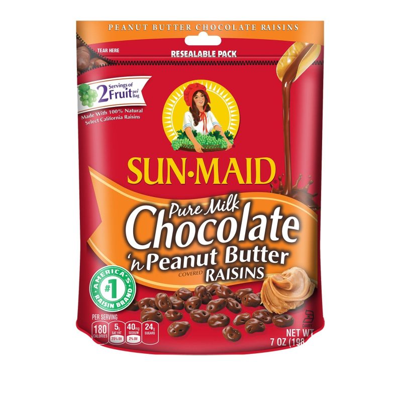 Sunmaid Pure Milk Chocolate Raisins Meltable Sunmaid Chocolate 'n Peanut Butter 7 Ounce