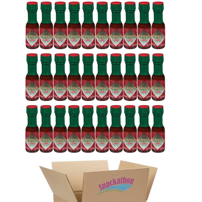 tabasco miniature chipotle pepper hot sauce bottles 18 ounce each pack of 30 snackathon 165076