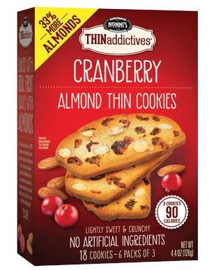 THINaddictives Almond Thin Cookies Nonni's Cranberry 18 Cookies