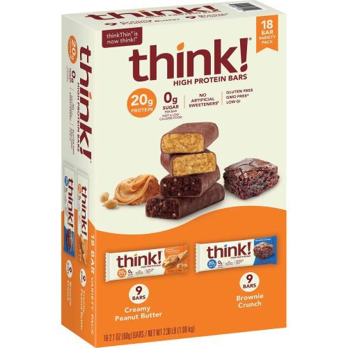 thinkThin High Protein Bars Meltable thinkThin Variety 2.1 Oz-18 Count (Creamy Peanut Butter & Brownie Crunch) 