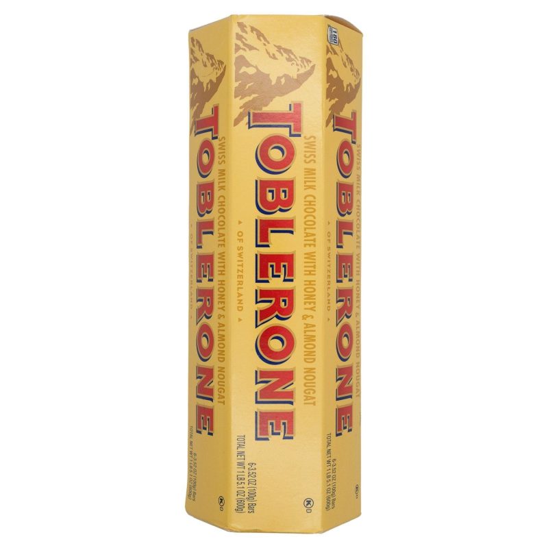 Toblerone Swiss Chocolate with Honey & Almond Nougat Meltable Toblerone Original 3.52 Oz-6 Count