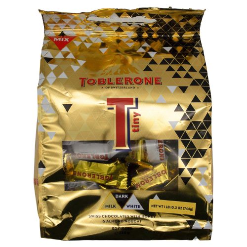 Toblerone Swiss Chocolate with Honey & Almond Nougat Meltable Toblerone Tiny 26.2 Oz-93 Pieces-Milk, Dark, White 