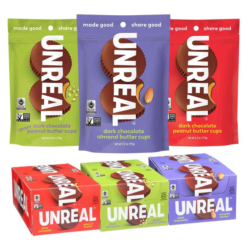 unreal dark chocolate butter cups meltable unreal 421227