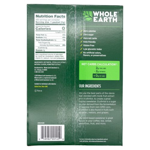 whole earth sweetener stevia and monk fruit whole earth sweetener 468287