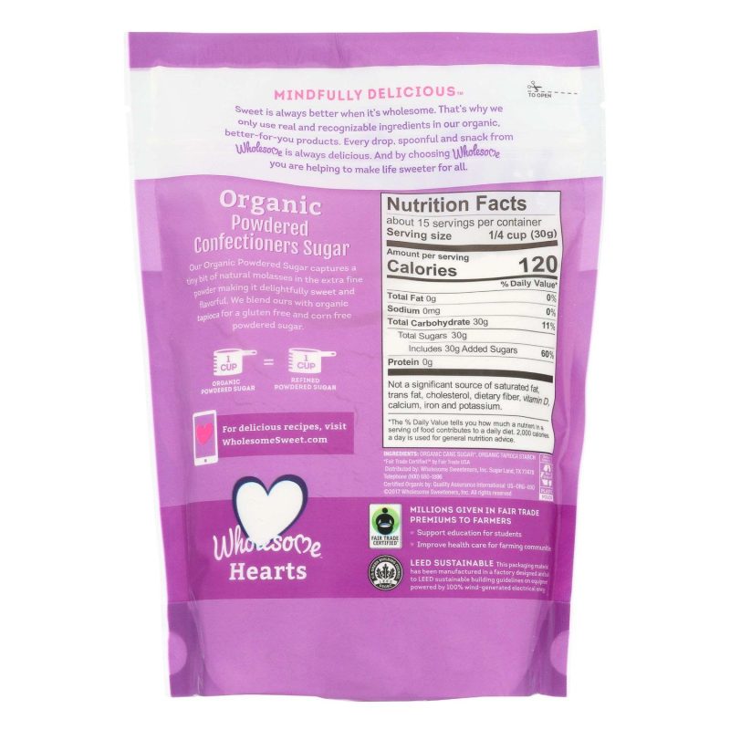 wholesome sweeteners organic powdered sugar wholesome sweeteners 550779