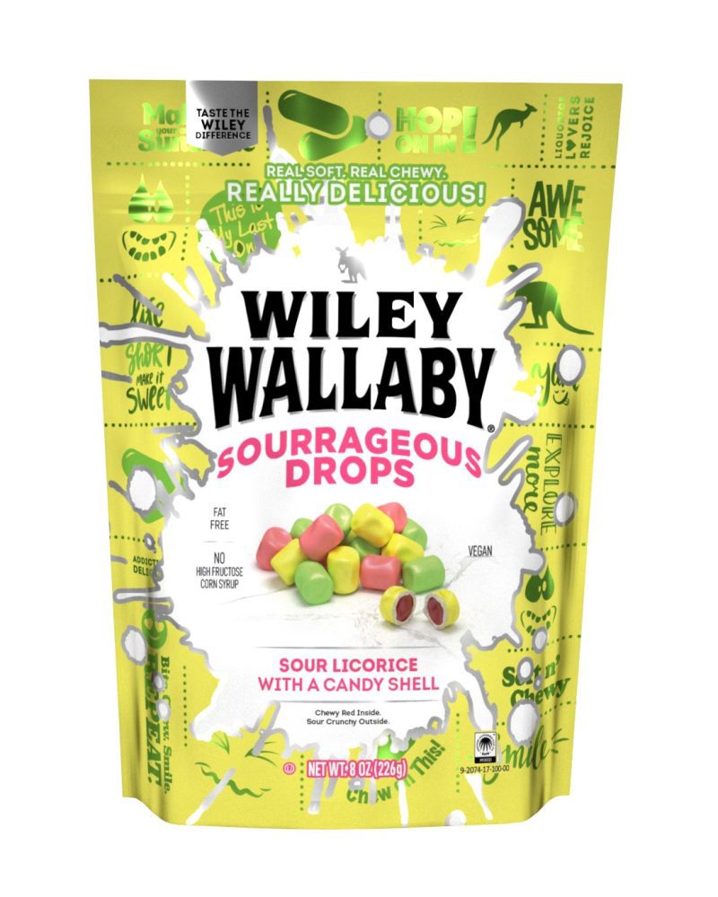 Wiley Wallaby Licorice Wiley Wallaby Sourrageous Drops 8 Ounce