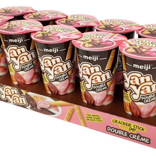 Yan Yan Cracker Stick with Dip Meiji Chocolate and Strawberry Double Crème 2 Oz-10 Count 